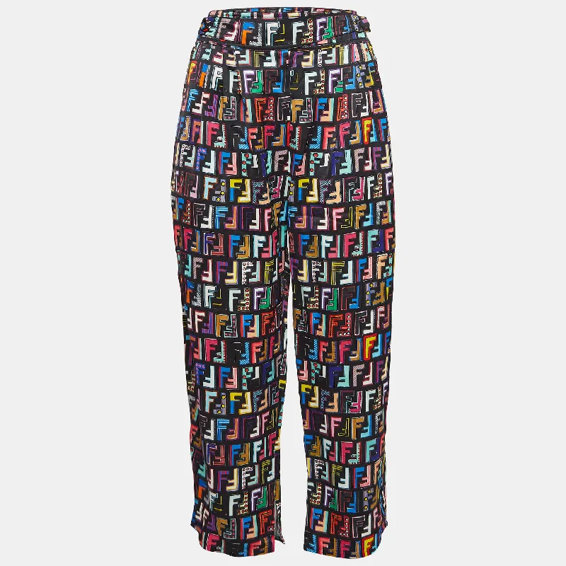 organic hemp pants eco -organic hemp pants eco -Fendi Black Ff Print Satin Cropped Fun Fair Pants