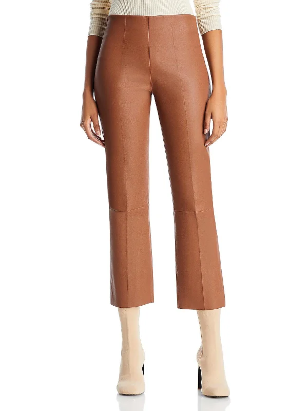 organic hemp pants eco -organic hemp pants eco -Florentina Womens Lambskin Leather Mid Rise Straight Leg Pants