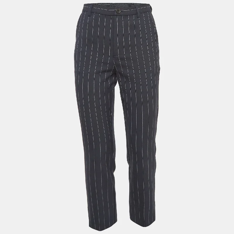 pants men nomad plaid -pants men nomad plaid -Ganni Navy Blue Pinstripe Crepe Formal Pants