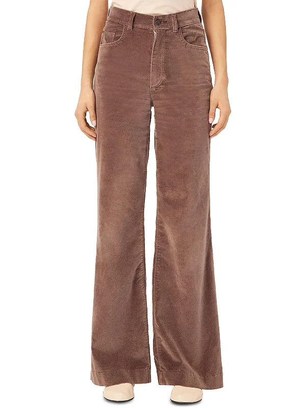 clove pants rich tone -clove pants rich tone -Hepburn Womens Velvet High Rise Wide Leg Pants