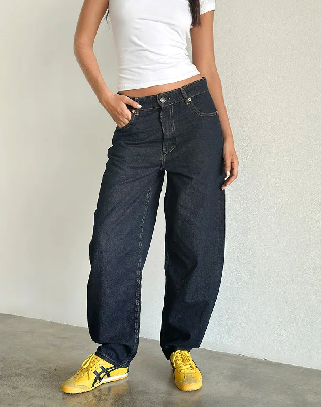 pants with vented hems -pants with vented hems -High Rise Barrel Jean in Indigo