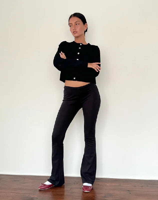 hemp-bamboo pants eco -hemp-bamboo pants eco -Joxiel Soft Rib Flared Trouser in Black