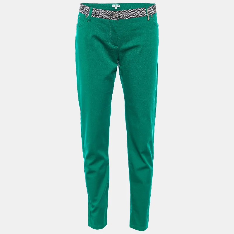 pants men ridge cord -pants men ridge cord -Kenzo Green Cotton Contrast Waist Band Trousers