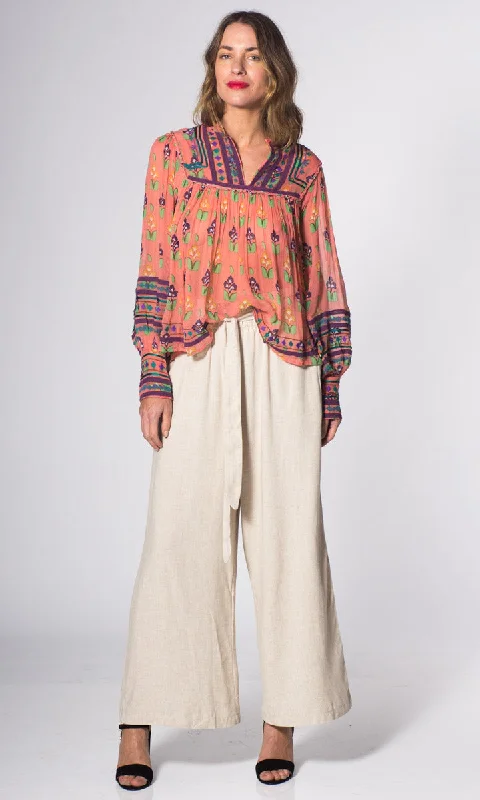 chevron-cotton pants dynamic -chevron-cotton pants dynamic -Natural Linen High Waist Trouser