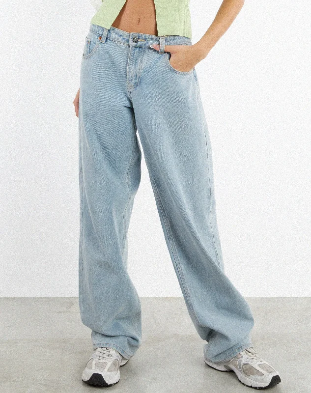 organic linen pants eco -organic linen pants eco -Low Rise Parallel Jeans in Extra Light Wash Blue