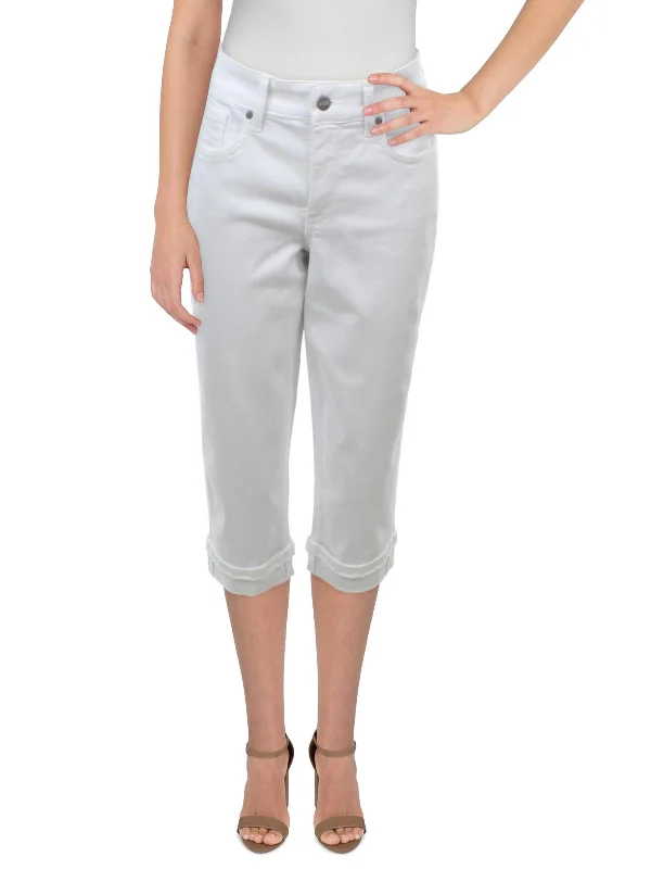 silk-bamboo pants luxe -silk-bamboo pants luxe -Petites Marilyn Womens Denim Frayed Hem Straight Crop Jeans