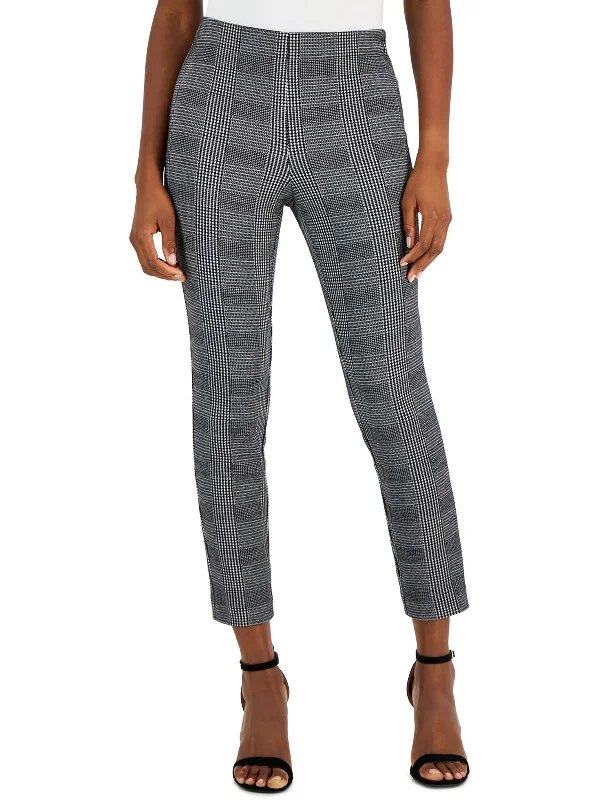 knit-bamboo pants hybrid -knit-bamboo pants hybrid -Petites Womens Printed Slim Fit Ankle Pants