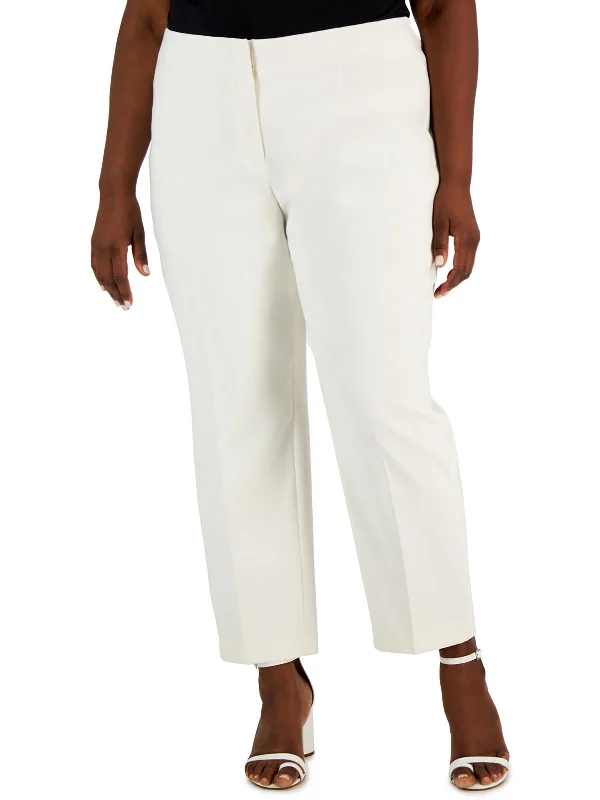 pants with twisted sides -pants with twisted sides -Plus Womens High Rise Business Ankle Pants