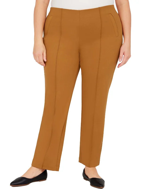 hemp-bamboo pants eco -hemp-bamboo pants eco -Plus Womens Pintuck High Rise Straight Leg Pants