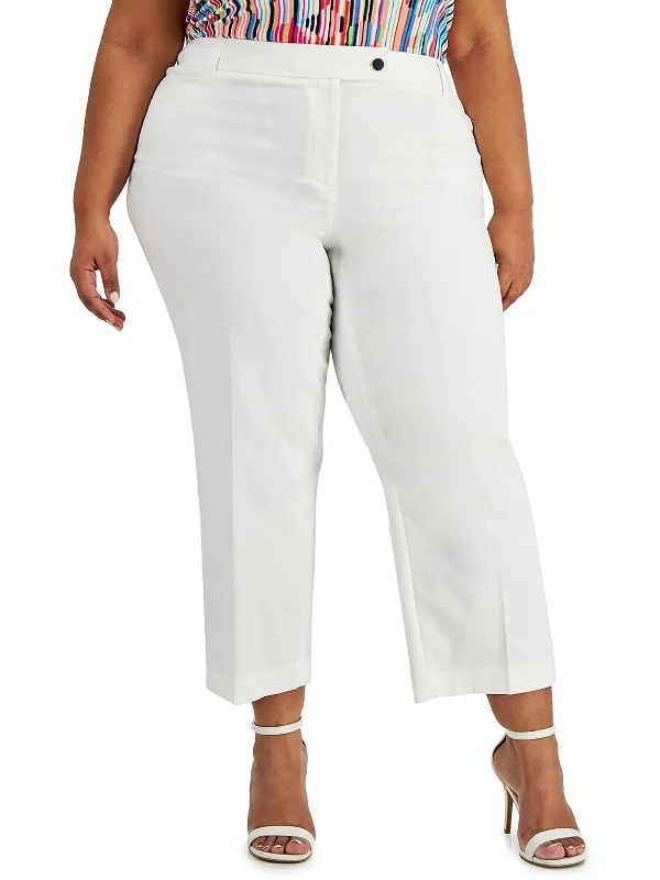 mosaic-cotton pants bold -mosaic-cotton pants bold -Plus Womens Straight Leg Ankle Cropped Pants