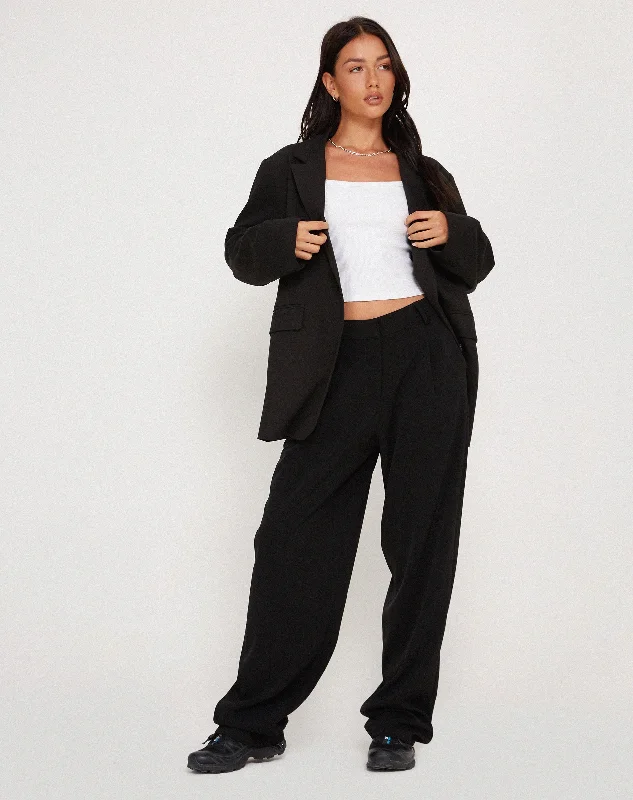 chevron-bamboo pants dynamic -chevron-bamboo pants dynamic -Sakaria Wide Leg Trouser in Tailoring Black