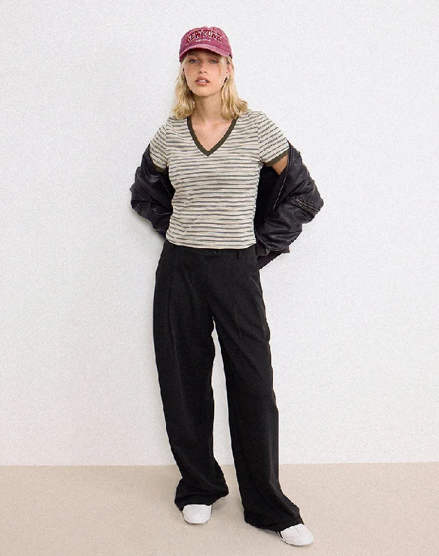 pants men ridge stripe -pants men ridge stripe -Sakira Oversized Wide Leg Trousers in Black