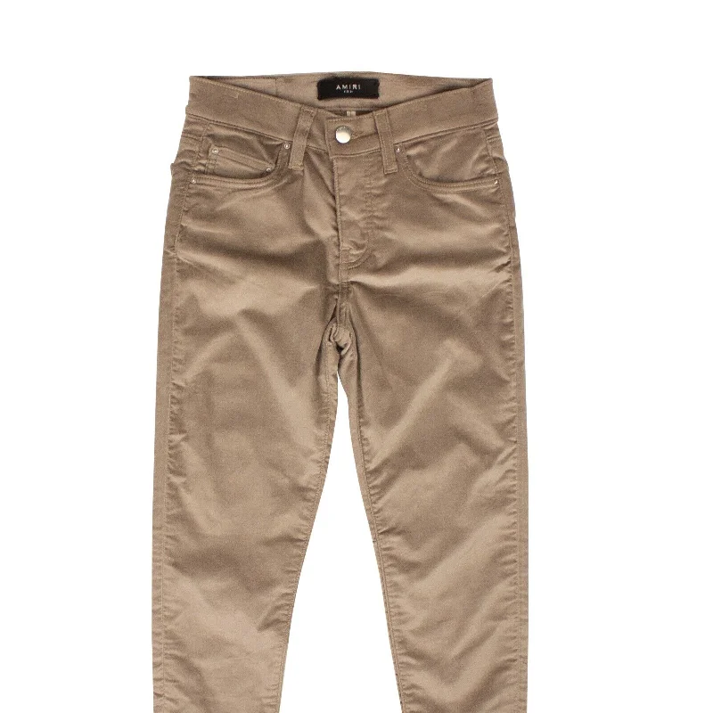 pants with agate studs -pants with agate studs -Sand Velour Skinny Back Slack Pants