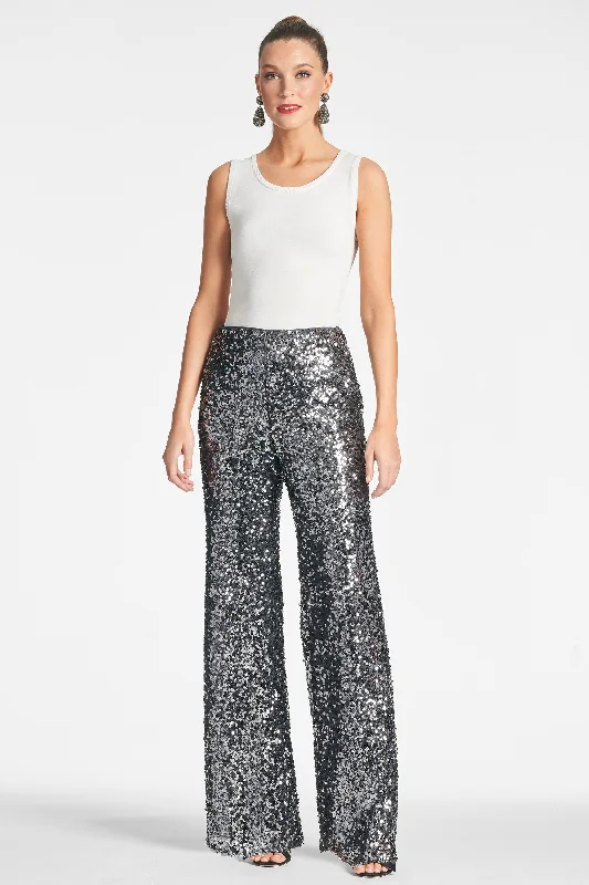 pants with vented hems -pants with vented hems -Sequin Alli Pant - Gunmetal