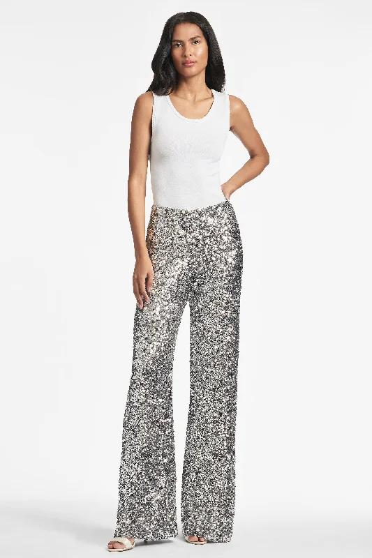 saffron pants vibrant hue -saffron pants vibrant hue -Alli Pant - Silver Sequins