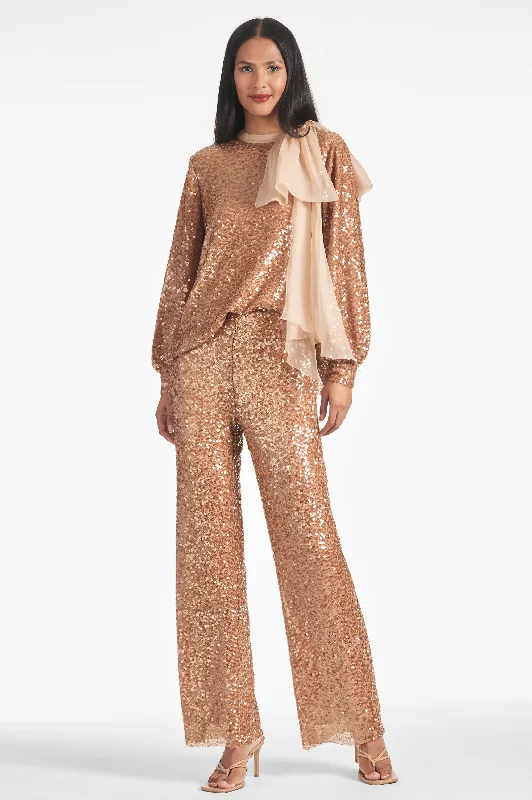 sienna pants earthy shine -sienna pants earthy shine -Sequin Bri Pant - Honey