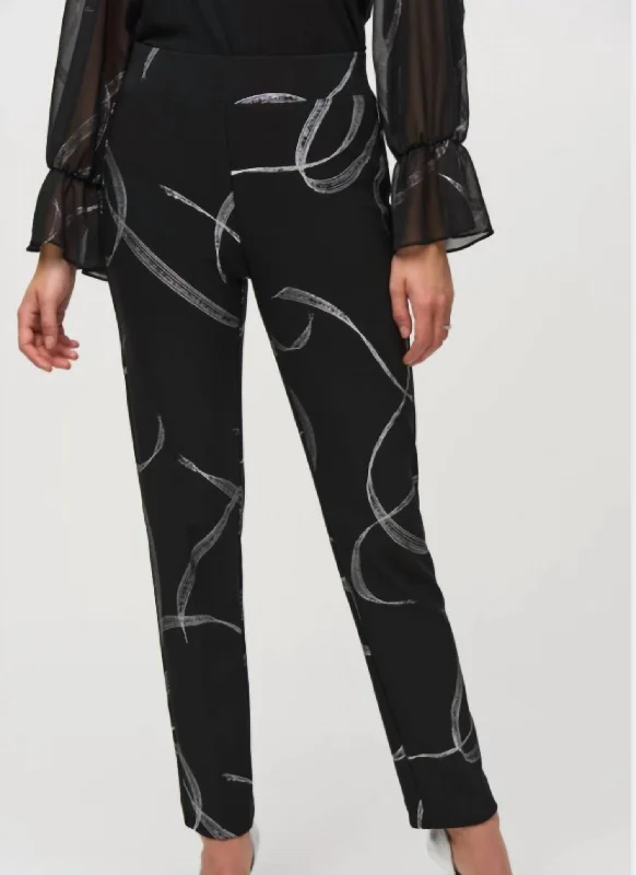 cropped pants festival chic -cropped pants festival chic -Silver Stripe Pants In Black Silver