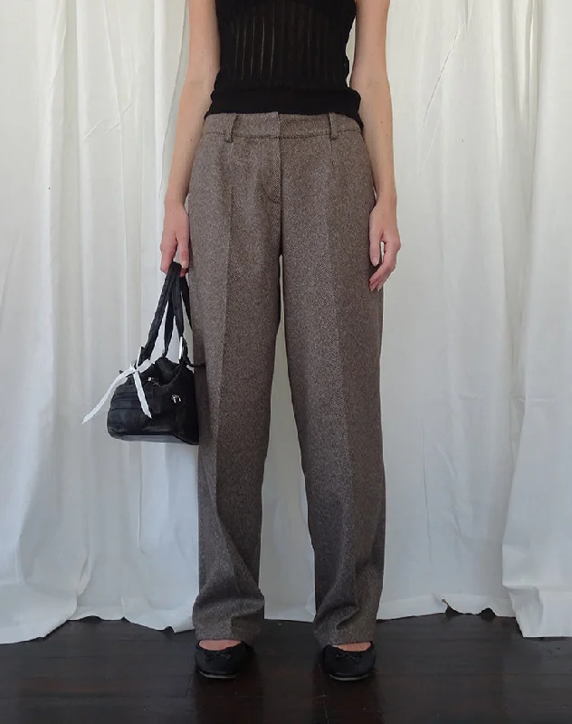 hemp-bamboo pants eco -hemp-bamboo pants eco -Sirkia Low Rise Tailored Trouser in Dark Brown