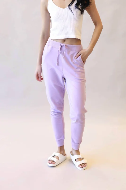 velvet-cotton pants plush -velvet-cotton pants plush -Solid Sweat Jogger In Dusty Lavender