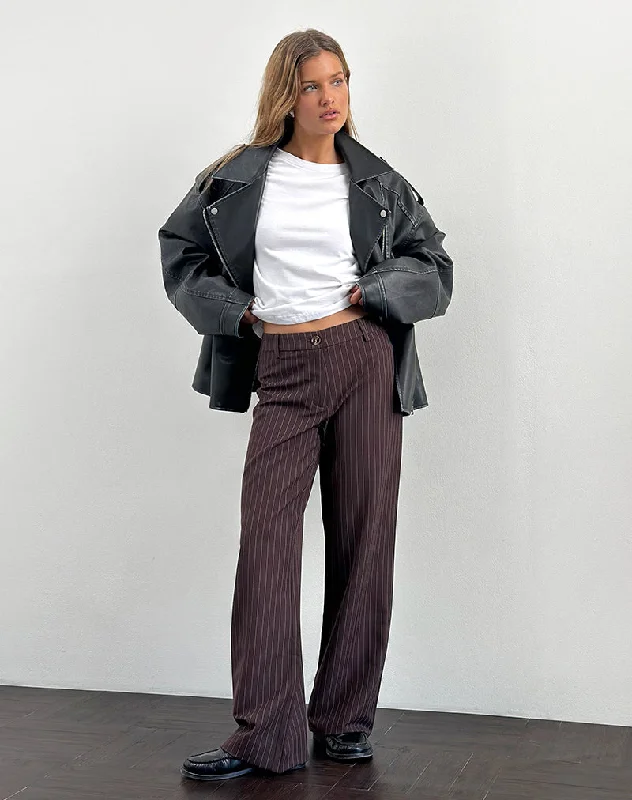 pants teens solar cedar -pants teens solar cedar -Tatina Smart Trouser in Brown Pinstripe Tailoring