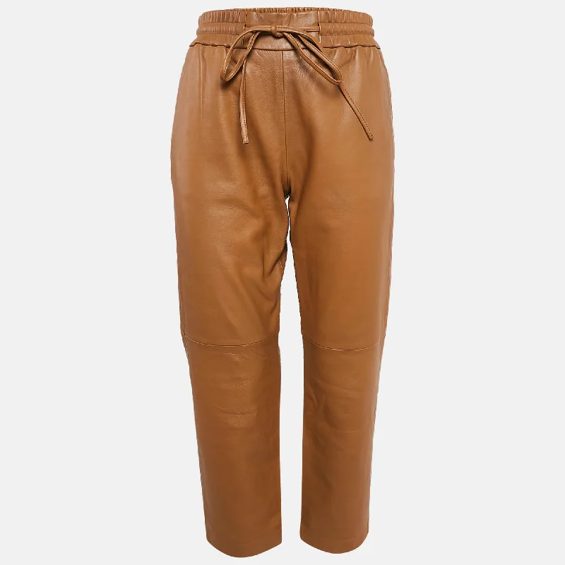 pants with agate studs -pants with agate studs -Weekend Max Mara Brown Leather Pants