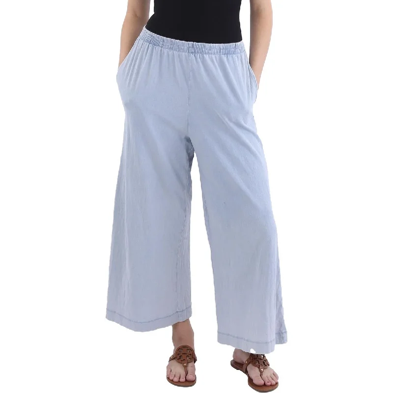 pants with lattice sides -pants with lattice sides -Womens Cotton High Rise Cropped Pants