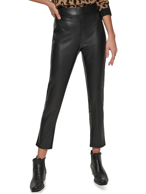 pants with twisted cuffs -pants with twisted cuffs -Womens Faux Leather High Rise Skinny Pants