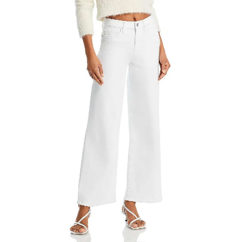 pants with spliced hems -pants with spliced hems -Womens High Rise Cotton Blend Wide Leg Jeans