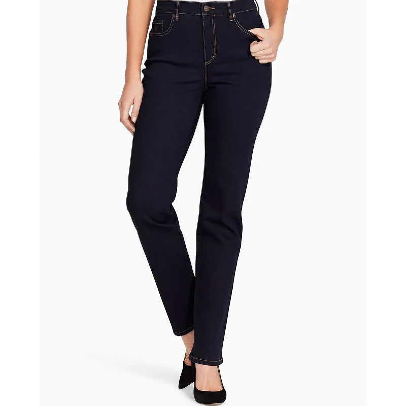 pants with twisted hems -pants with twisted hems -Womens High Rise Dark Wash Straight Leg Jeans