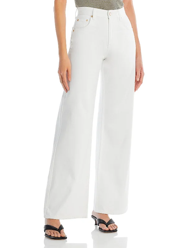 organic linen pants eco -organic linen pants eco -Womens High Rise Solid Wide Leg Jeans