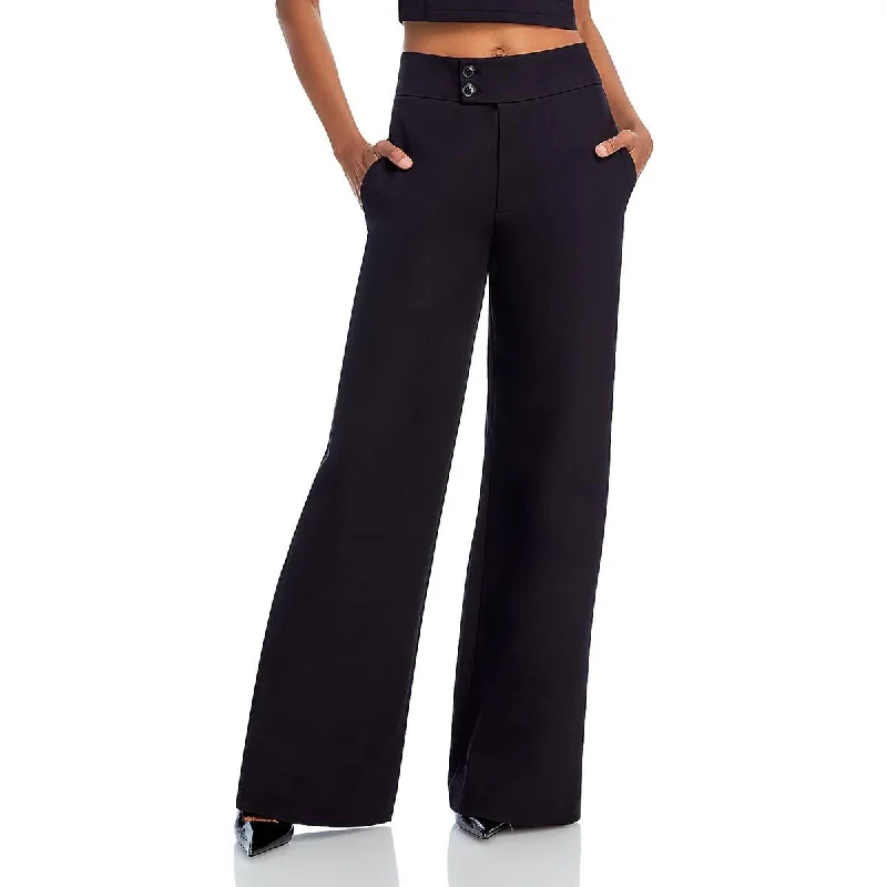 saffron pants vibrant hue -saffron pants vibrant hue -Womens High Rise Stretch Wide Leg Pants