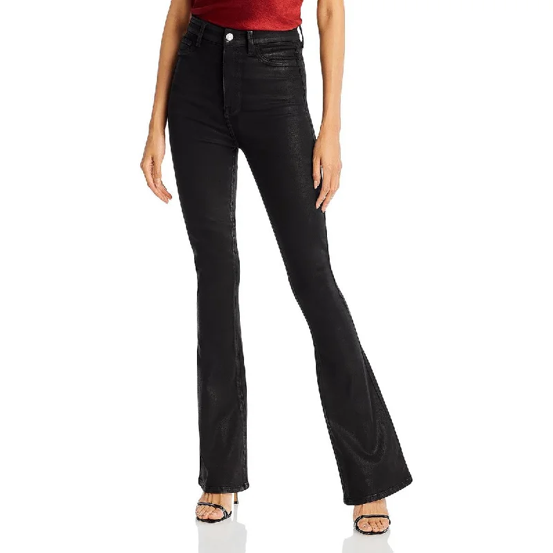 pants with spliced hems -pants with spliced hems -Womens Skinny Coated Bootcut Jeans