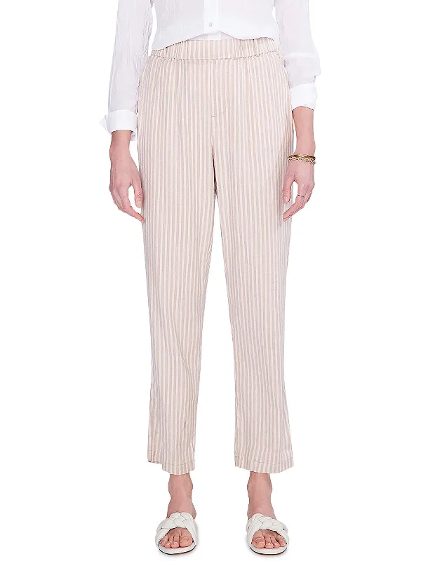 pants with vented hems -pants with vented hems -Womens Striped Casual Straight Leg Pants